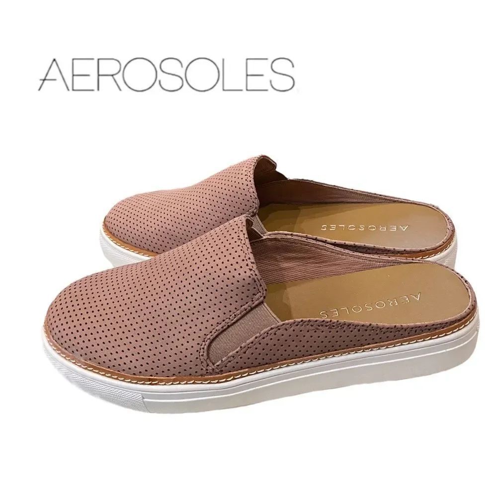 AEROSOLES Niagara Mauve Women's Slide Leather Mules Sandals NEW 9